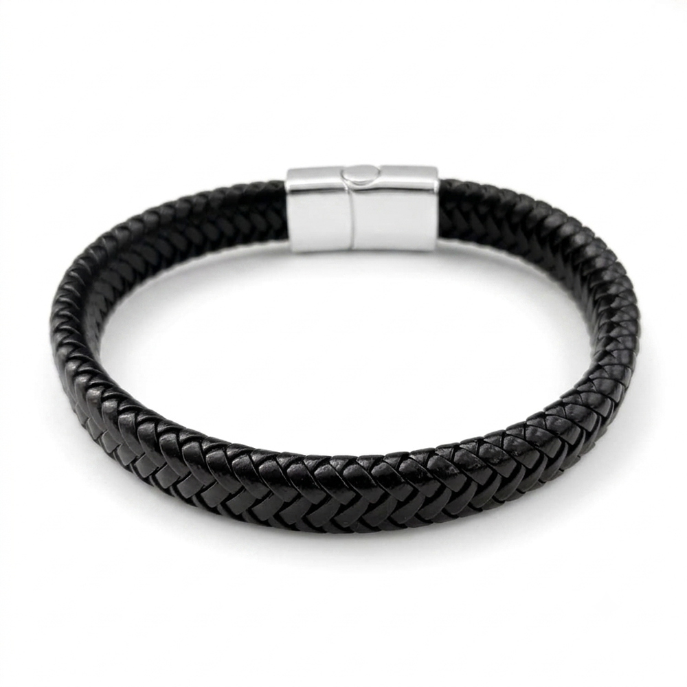Urthn Layered Beaded Charm Bracelet with Woven Strap Design For Men (Set of 6)