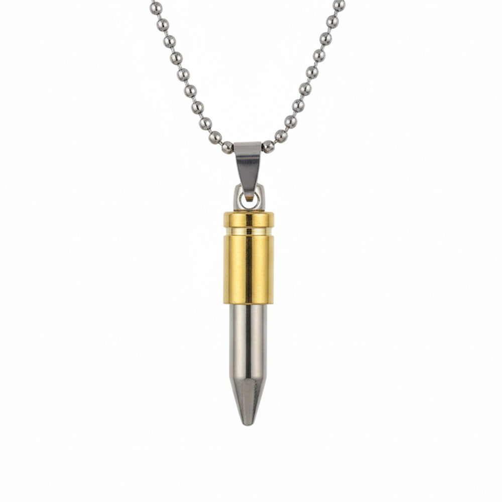 Urthn Gold & Silver Tone Bullet Shape Pendant Necklace for Men(Pack of 6)