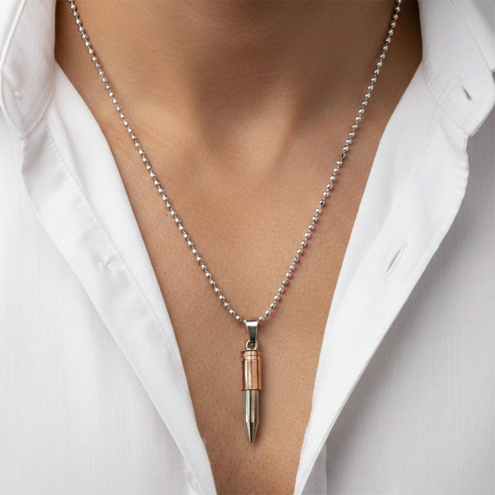 Urthn Rose Gold & Silver Tone Bullet Shape Pendant Necklace(Pack of 6)