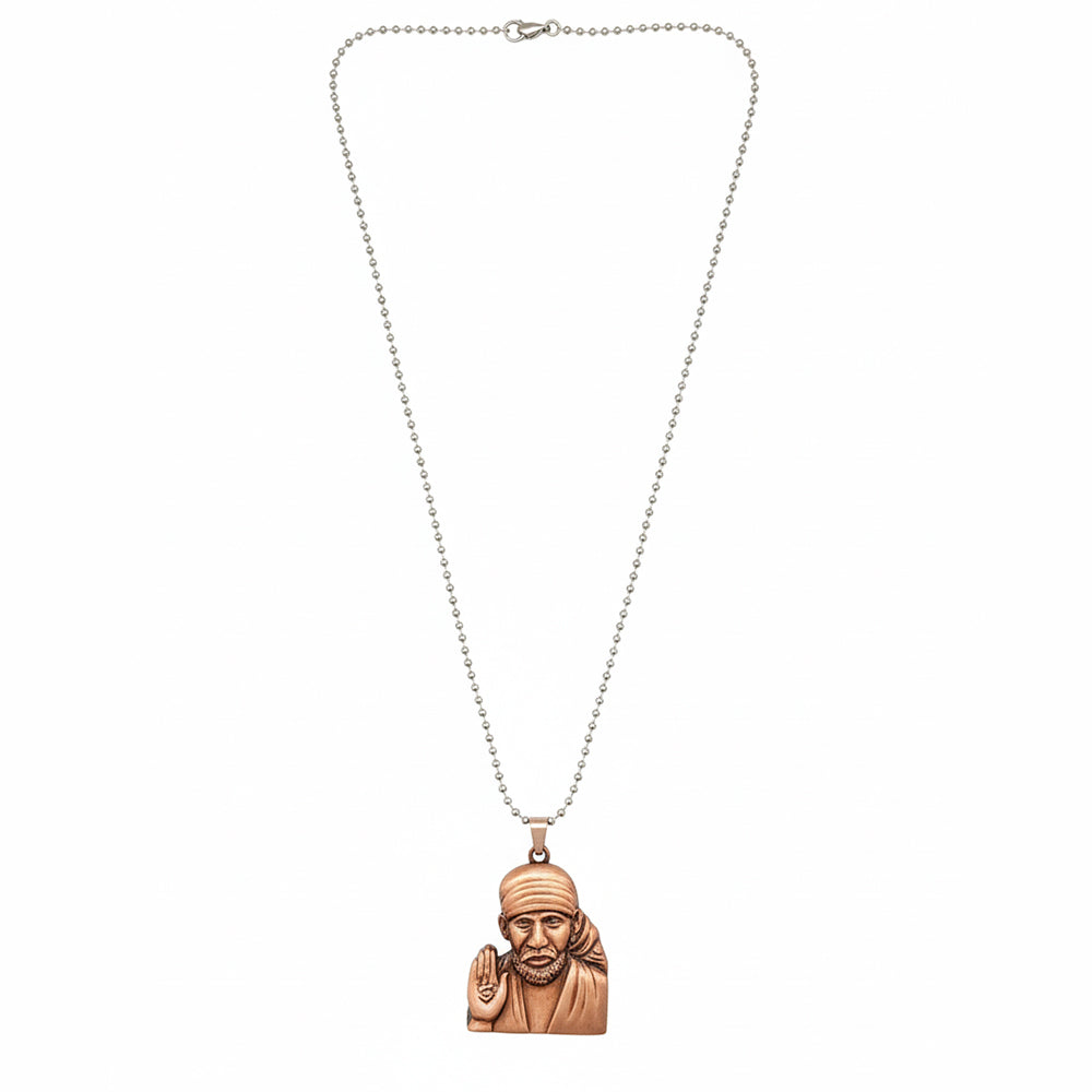 Urthn Rose Gold Plated Sai Baba Pendant Necklace for Men(Pack of 6)