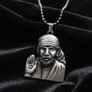Urthn Silver Plated Sai Baba Pendant Necklace for Men(Pack of 6)