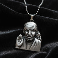 Urthn Silver Plated Sai Baba Pendant Necklace for Men(Pack of 6)