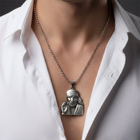 Urthn Silver Plated Sai Baba Pendant Necklace for Men(Pack of 6)