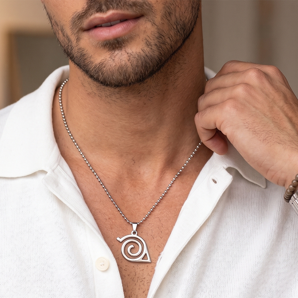 Urthn Spiral Design Steel Chain Pendant for Men (Pack of 6)
