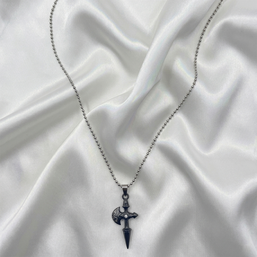 Urthn Unique Black Axe Steel Chain Pendant for Men (Pack of 6)