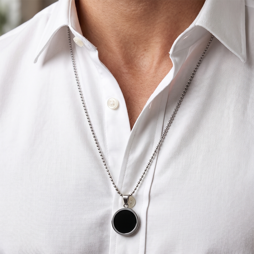 Urthn Round Steel Chain Pendant For Men (Pack of 6)