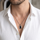 Urthn Rectangle Steel Chain Pendant For Men