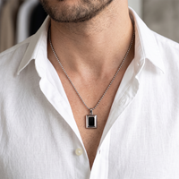 Urthn Rectangle Steel Chain Pendant For Men