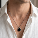 Urthn Round Steel Chain Pendant For Men
