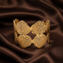 Urthn Elegant Gold Leaf Design Cuff Kada Bracelet for Women(Pack of 3)