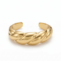 Urthn Gold-Plated Twisted Design Open Cuff Kada Bracelet for Women(Pack of 6)