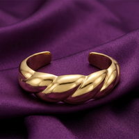 Urthn Gold-Plated Twisted Design Open Cuff Kada Bracelet for Women(Pack of 6)