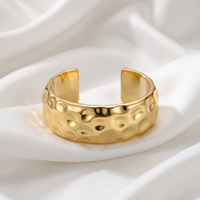 Urthn Modern Gold Finish Hammered Statement Kada Bracelet for women(Pack of 6)