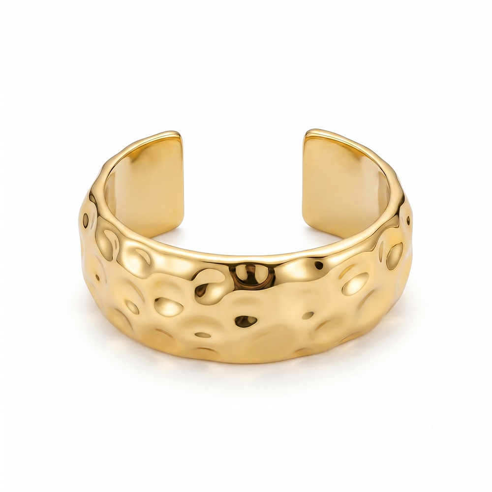 Urthn Modern Gold Finish Hammered Statement Kada Bracelet for women(Pack of 6)