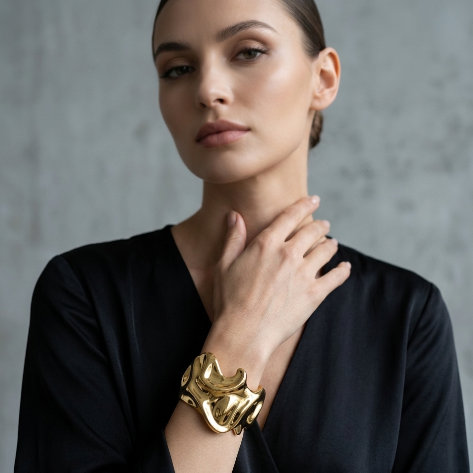Urthn Glamorous Gold Finish Statement Kada Bracelet for women(Pack of 6)