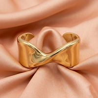 Urthn Eye-Catching Gold Finish Statement Kada Bracelet for women(Pack of 6)