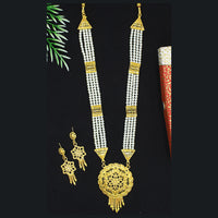 Mahavir Dye Gold Pearl Long Necklace Set