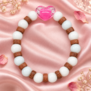 Urthn White Beaded Bracelet with Heart Charm & Wooden Bead Accents