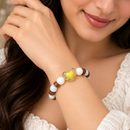 Urthn White Beaded Bracelet with Heart Charm & Wooden Bead Accents(Pack of 12)