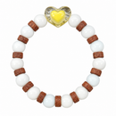 Urthn White Beaded Bracelet with Heart Charm & Wooden Bead Accents(Pack of 12)