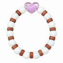 Urthn White Beaded Bracelet with Heart Charm & Wooden Bead Accents(Pack of 12)