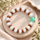 Urthn White Beaded Bracelet with Heart Charm & Wooden Bead Accents