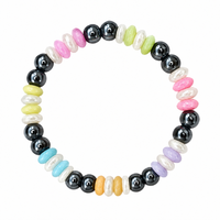 Urthn Metallic Beaded Bracelet with Multi Color Bead Accents(Pack of 12)