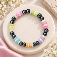 Urthn Metallic Beaded Bracelet with Multi Color Bead Accents