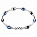 Urthn Silver Tone Oval Shape Evil Eye Adjustable Bracelet for Women(Pack of 12)