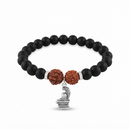 Urthn Rudraksha & Matte Beads Bracelet with Shivling Charm for Mens(Pack of 12)