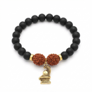 Urthn Rudraksha & Matte Beads Bracelet with Shivling Charm for Mens(Pack of 12)