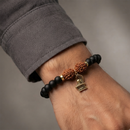 Urthn Rudraksha & Matte Beads Bracelet with Shivling Charm for Mens