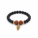 Urthn Rudraksha & Matte Beads Bracelet with Trishul Charm for Mens(Pack of 12)
