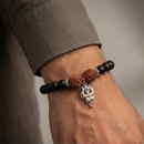 Urthn Rudraksha & Matte Beads Bracelet with Trishul Charm for Mens(Pack of 12)