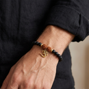 Urthn Rudraksha & Matte Beads Bracelet with Om Charm for Mens