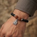 Urthn Rudraksha & Matte Beads Bracelet with Mahakal Charm for Mens(Pack of 12)