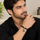 Urthn Black Matte Beads Bracelet with Lord Shiva Charm for Mens