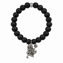 Urthn Black Matte Beads Bracelet with Hanuman Charm for Mens(Pack of 12)