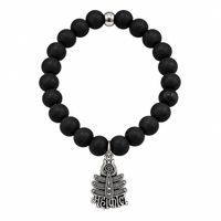 Urthn Black Matte Beads Bracelet with Mahakal Charm for Mens(Pack of 12)