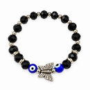 Urthn Trendy Black and Evil Eye Beads Bracelet with Butterfly Charm for Women(Pack Of 3 )