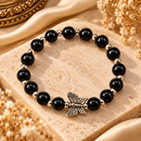 Urthn Trendy Black Beads Bracelet with Butterfly Charm for Women (Pack Of 3 )