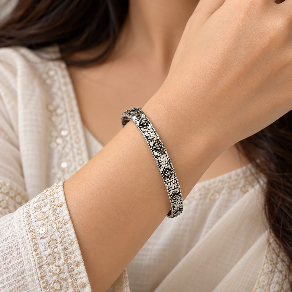 Urthn Ethnic Oxidised Bangles Set for Women Stylish Traditional Jewellery
