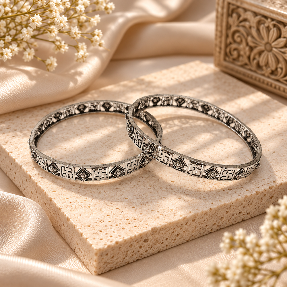 Urthn Ethnic Oxidised Bangles Set for Women Stylish Traditional Jewellery