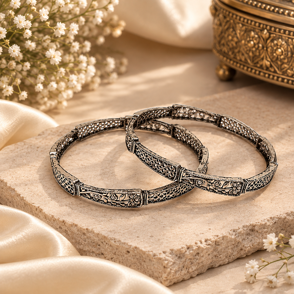 Urthn Ethnic Oxidised Bangles Set for Women Stylish Traditional Jewellery