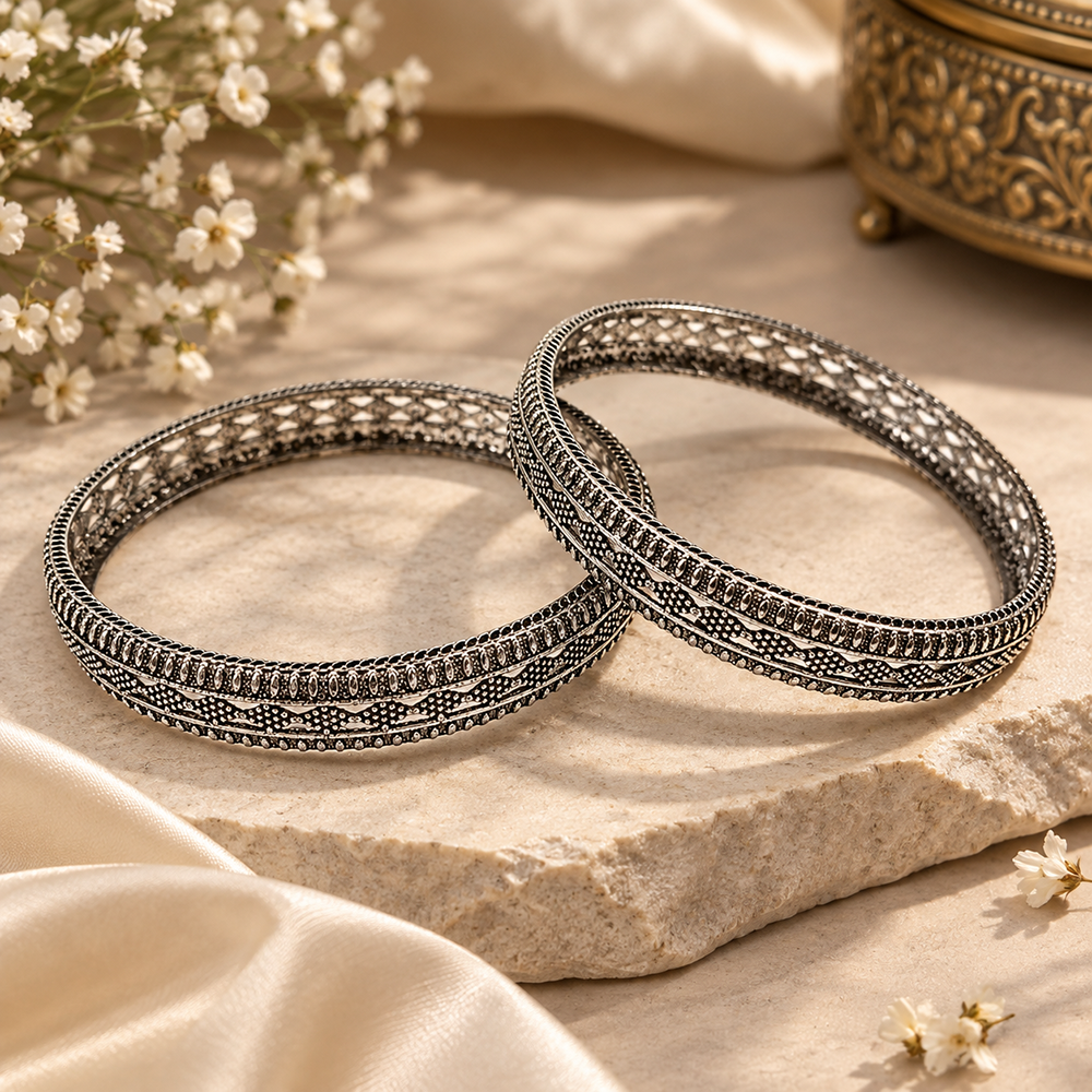 Urthn Ethnic Oxidised Bangles Set for Women Stylish Traditional Jewellery