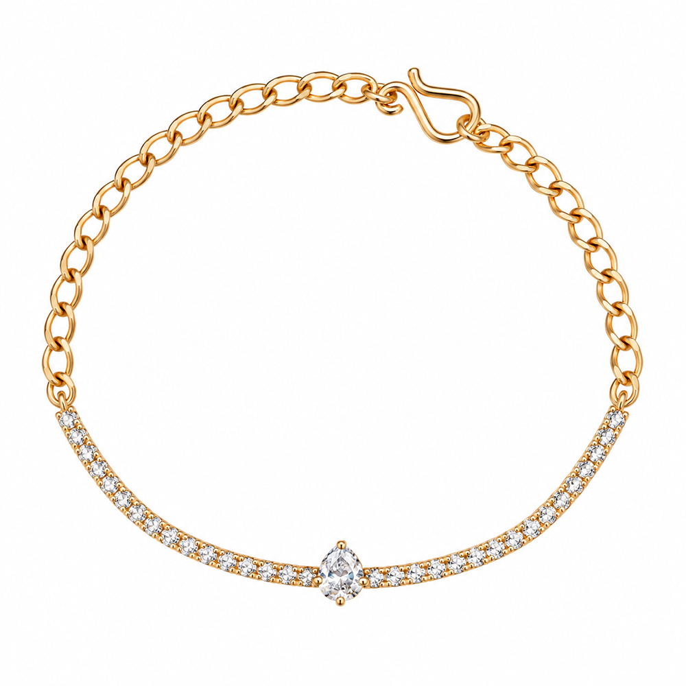 Urthn Everglow Rose Gold Plated Round Shape American Diamond  Bracelet for Women(Pack Of 6)