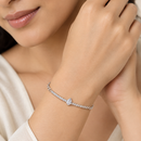 Urthn Everglow Silver Plated Tear Drop Shape American Diamond Fashion Bracelet for Women