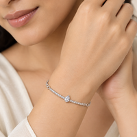 Urthn Everglow Silver Plated Tear Drop Shape American Diamond Fashion Bracelet for Women