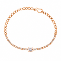Urthn Everglow Rose Gold Plated Rectangle Shape American Diamond  Bracelet for Women(Pack Of 6)
