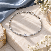 Urthn Everglow Silver Plated Square Shape American Diamond Fashion Bracelet for Women